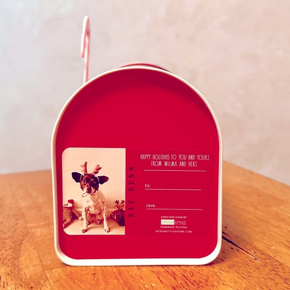 Rae Dunn Red and White LETTERS TO SANTA Candy Cane Flag Metal Mailbox NEW!! - Picture 5 of 7